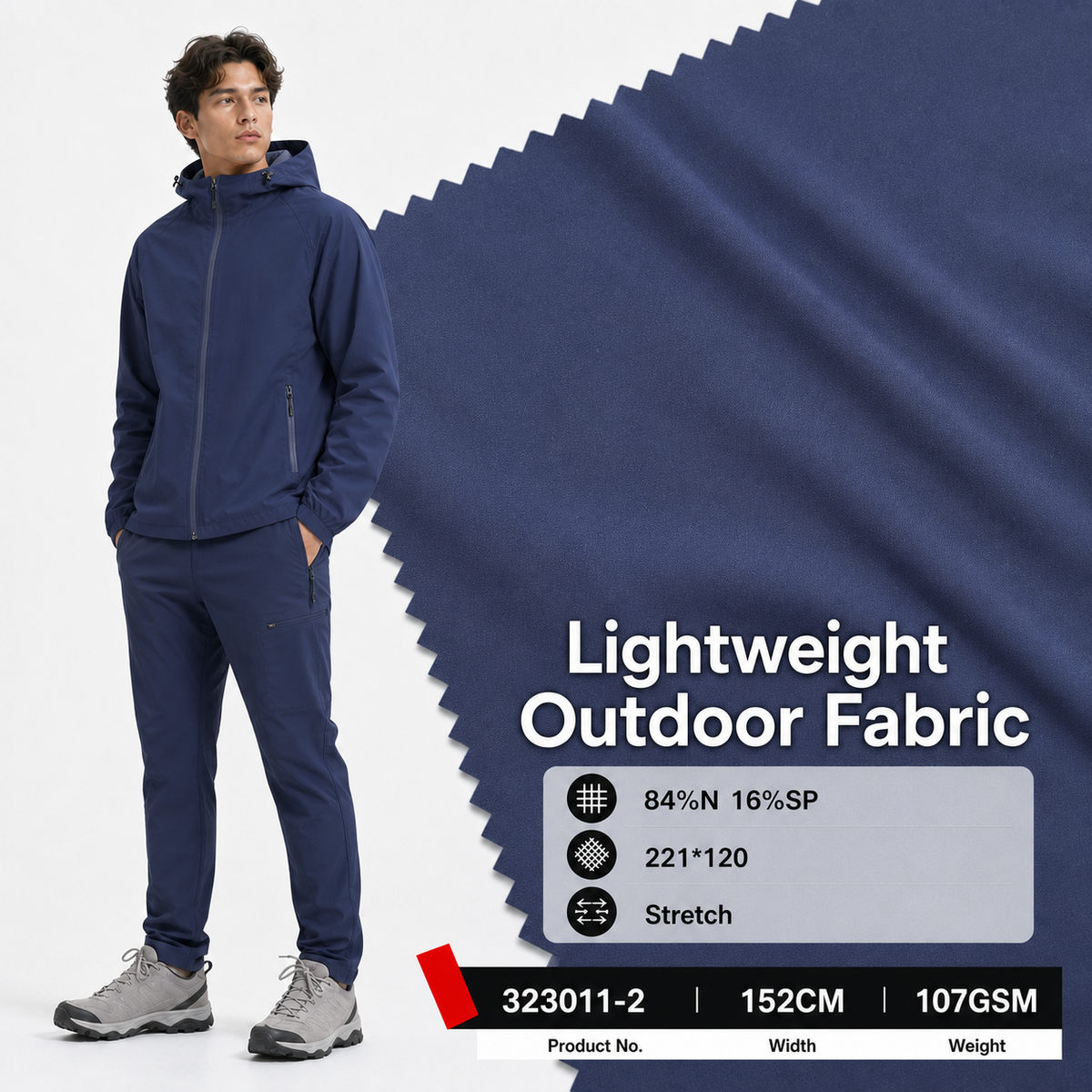 323011 2 84 Percent Nylon 16 Percent Spandex 107GSM 152CM 221 by 120 Density Lightweight Stretch Wholesale Apparel Fabric