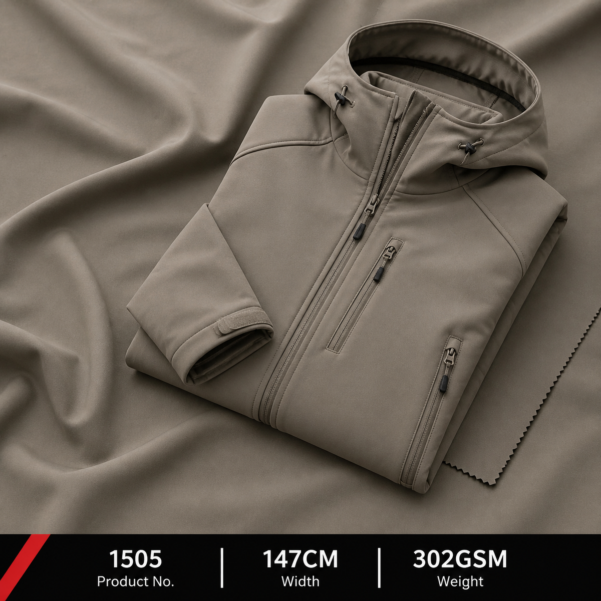 1505 150D Matte Three Layer Outdoor Fabric 302GSM