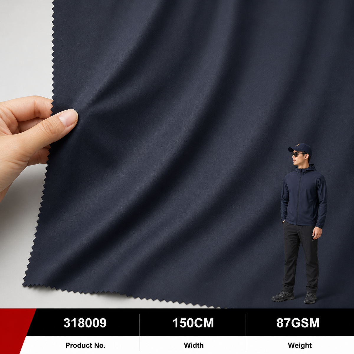318009 87 Percent Nylon 13 Percent Spandex 87GSM 150CM 193 by 116 Density Lightweight Stretch Wholesale Apparel Fabric