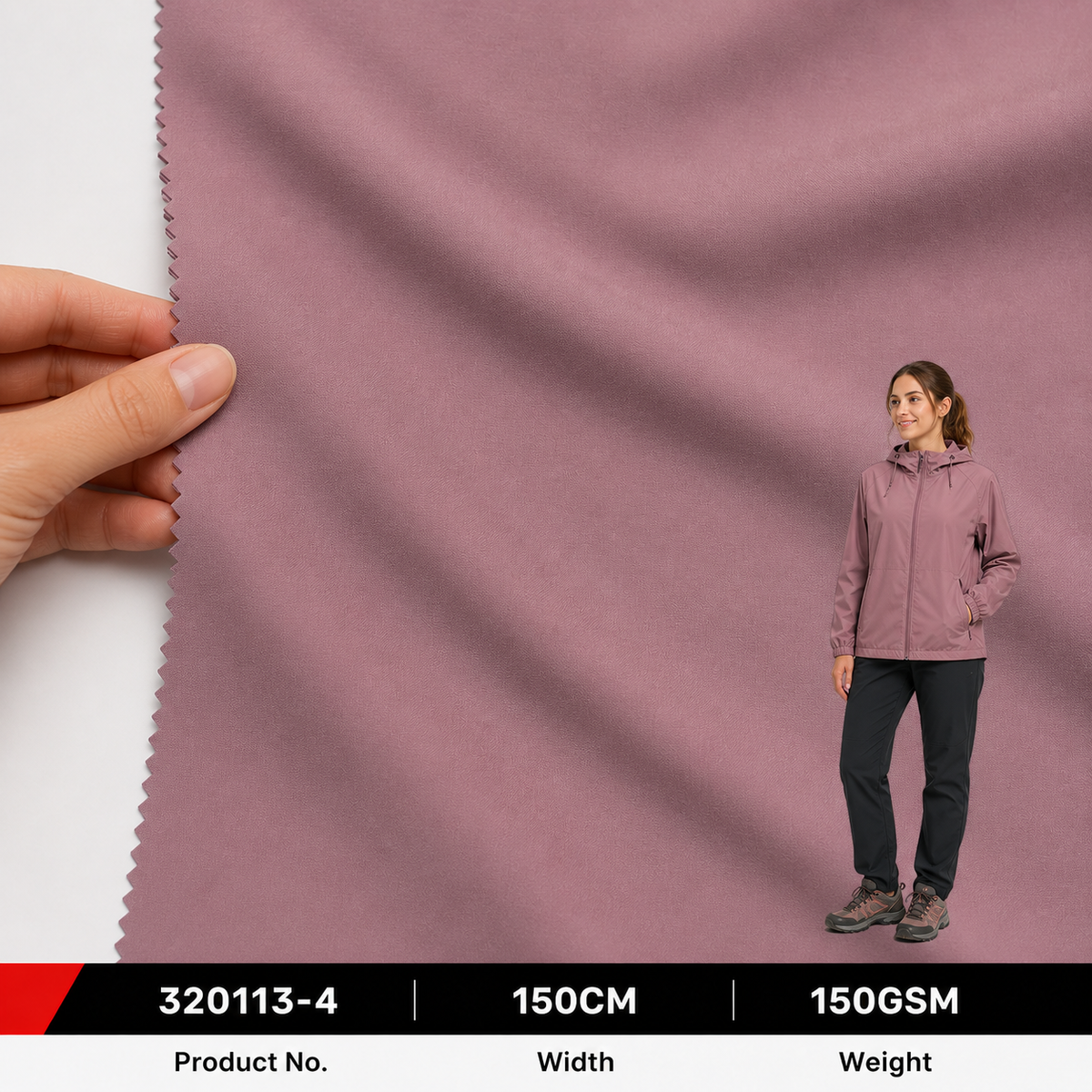 320113 4 100 Percent Polyester 150GSM 150CM 220 by 134 Density Medium Weight Garment Sampling Bulk Production Apparel Fabric