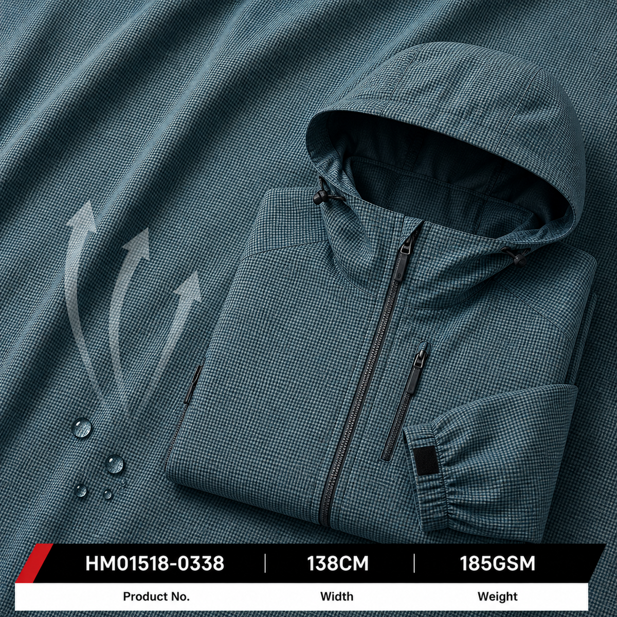 HM01518 0338 Nylon Polyester Spandex 185GSM 138CM Two Tone Jacquard Brushed Soft Stretch C0 Water Repellent Outdoor Fabric