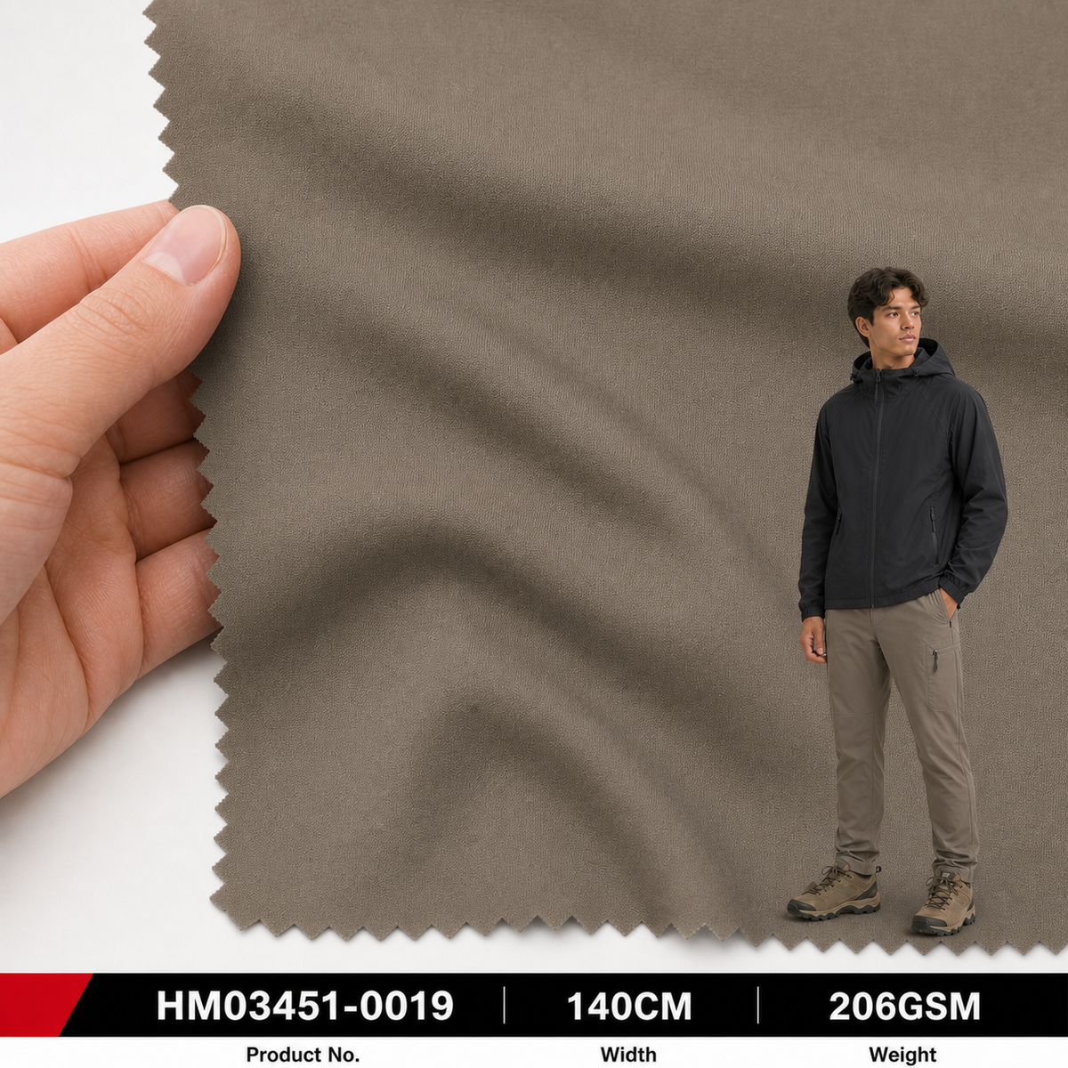 HM03451 0019 32D Conductive Yarn Antistatic Nylon Spandex 206GSM 140CM Resilient Stretch Textured Outdoor Trouser Fabric