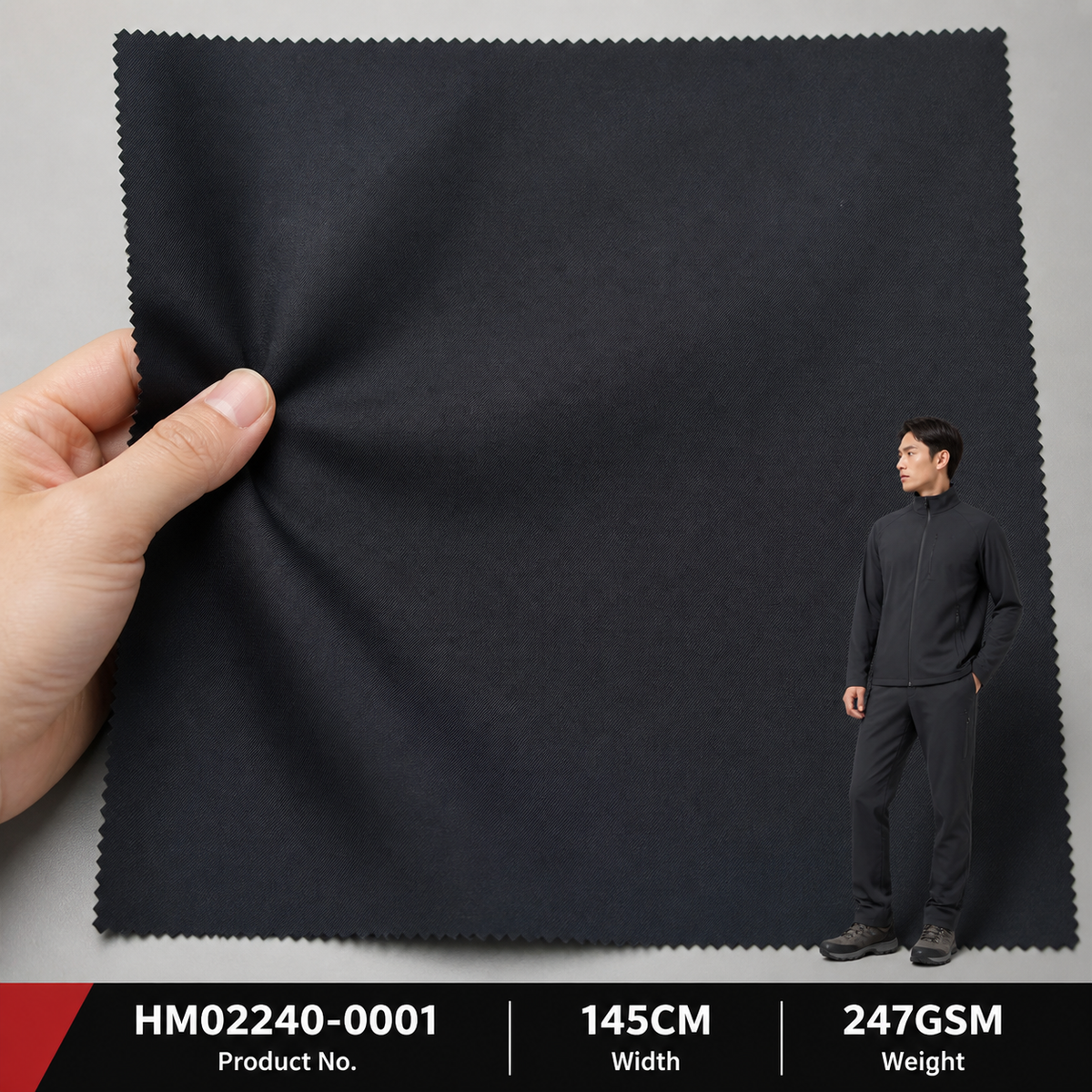 HM02240 0001 Matte Double Face Twill Outdoor Fabric 247GSM