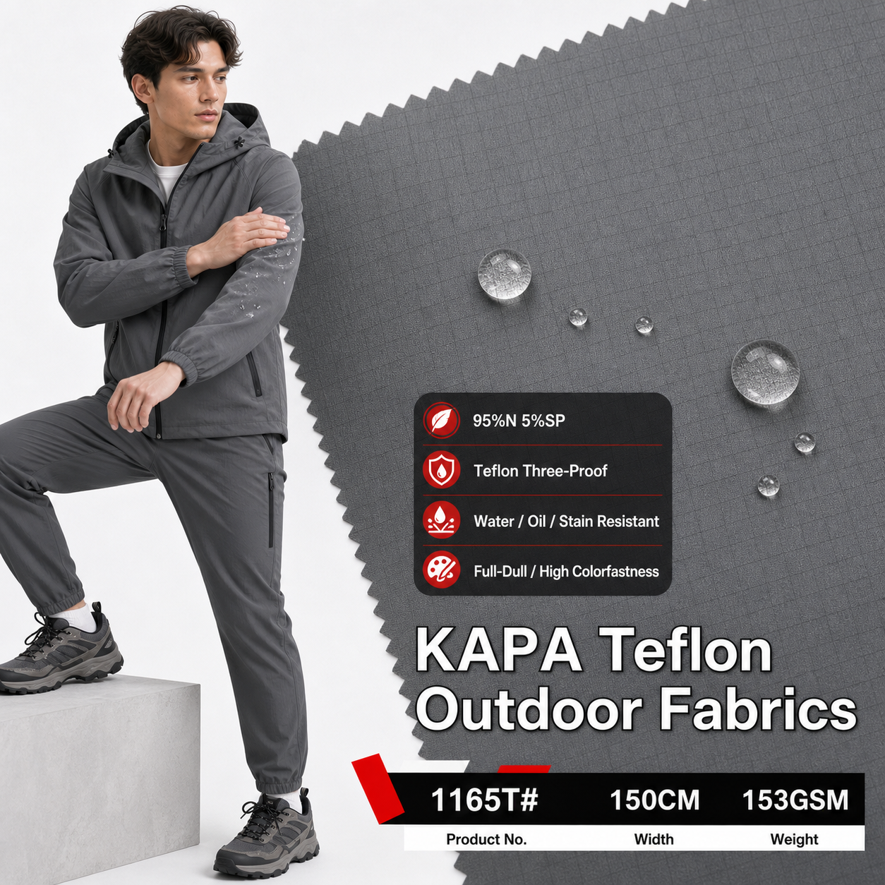 1165T# Triple-Protection Velour Fabric | 360GSM | 4-Way Stretch | Factory-Direct | Haida