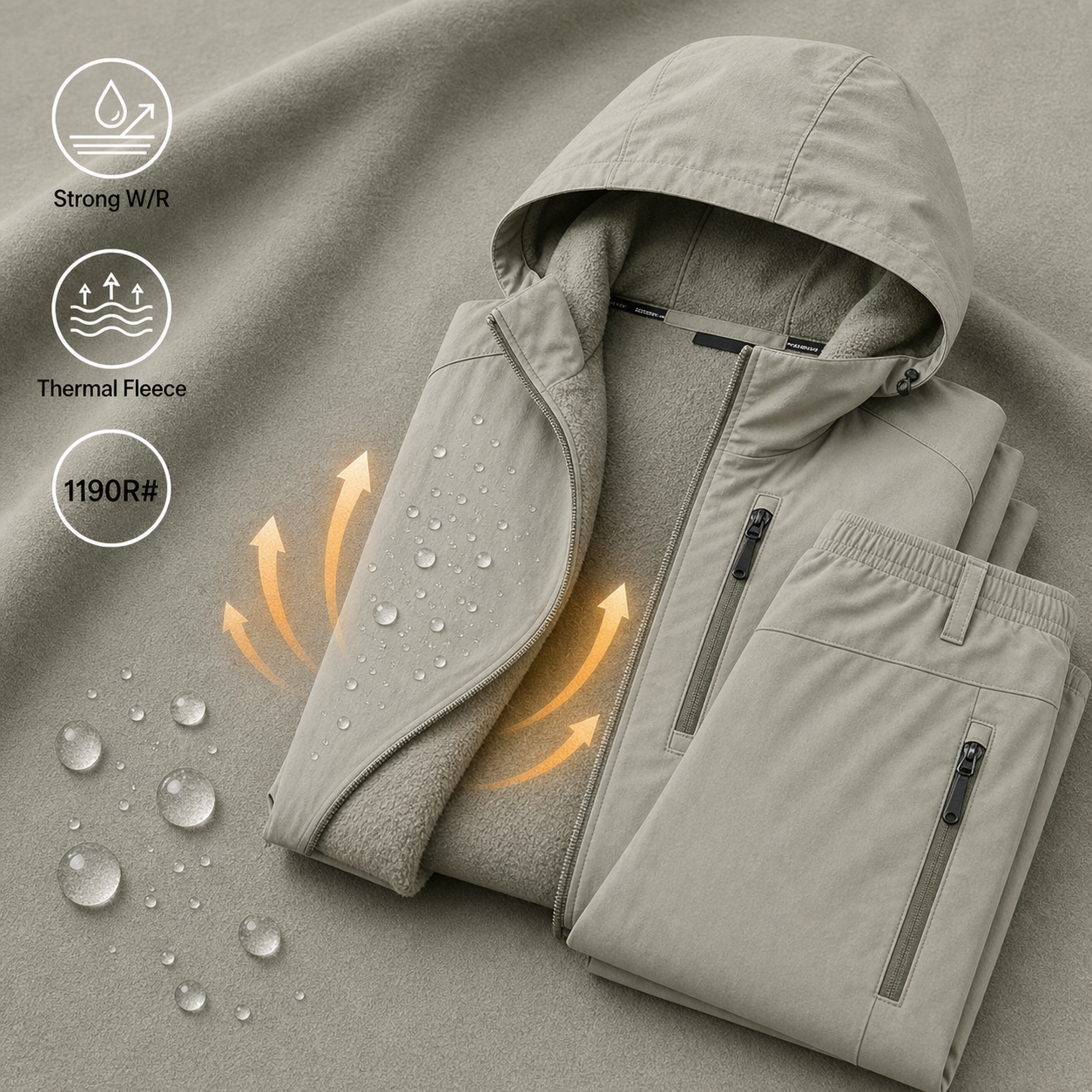 1190R# Far-Infrared Bonded Fleece Soft-Shell Fabric | 280GSM | Factory-Direct | Haida