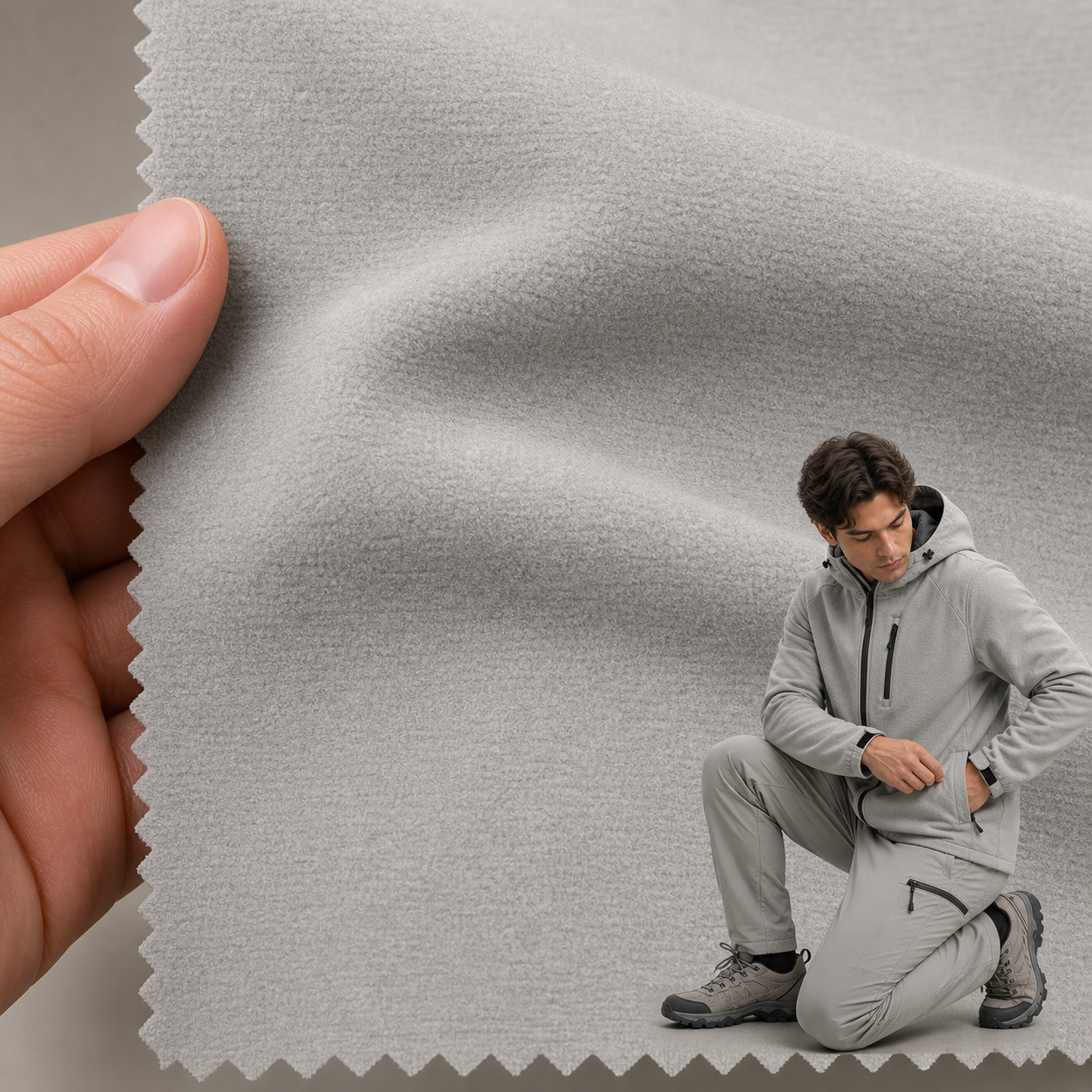 1070R# 4-Way Stretch Bonded Fleece Thermal Fabric | 345GSM | Factory-Direct | Haida