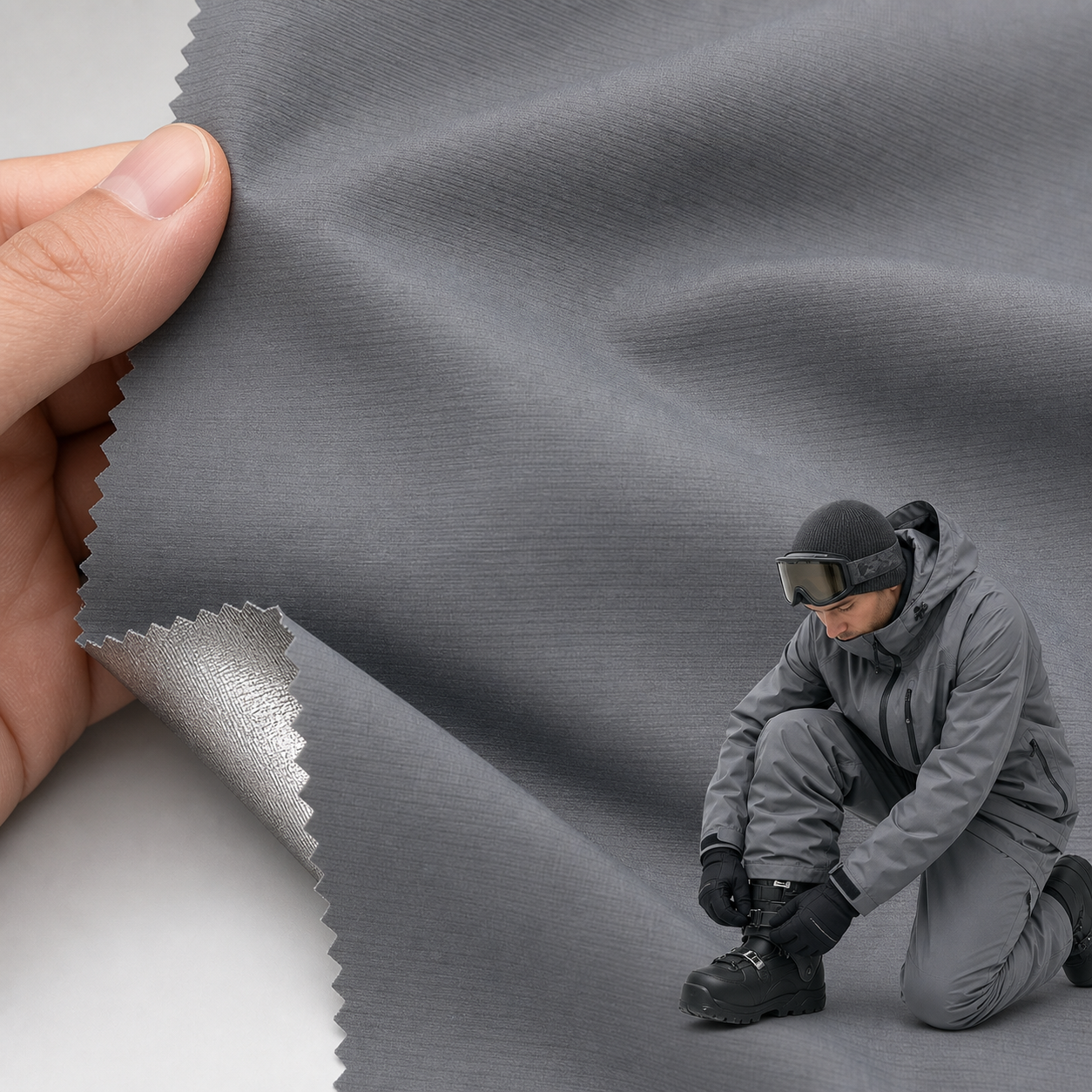 5015# PU Silver-Coated Laminated Velour Fabric | 360GSM | Factory-Direct | Haida