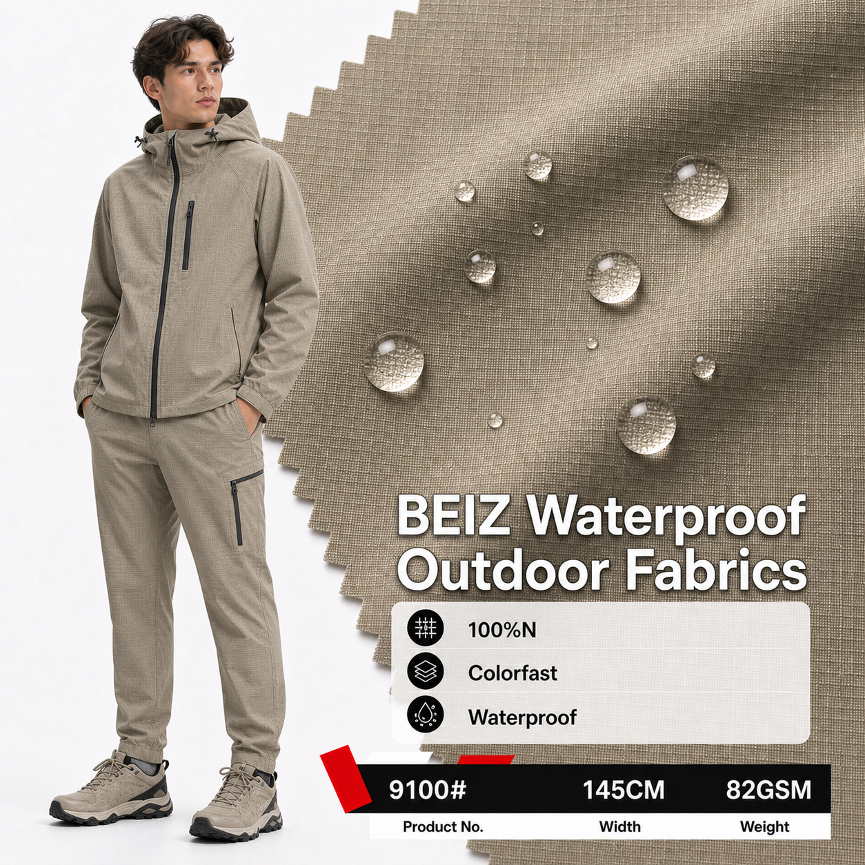 9100# Lightweight Waterproof Nylon Shell Fabric | 360GSM | Factory-Direct | Haida