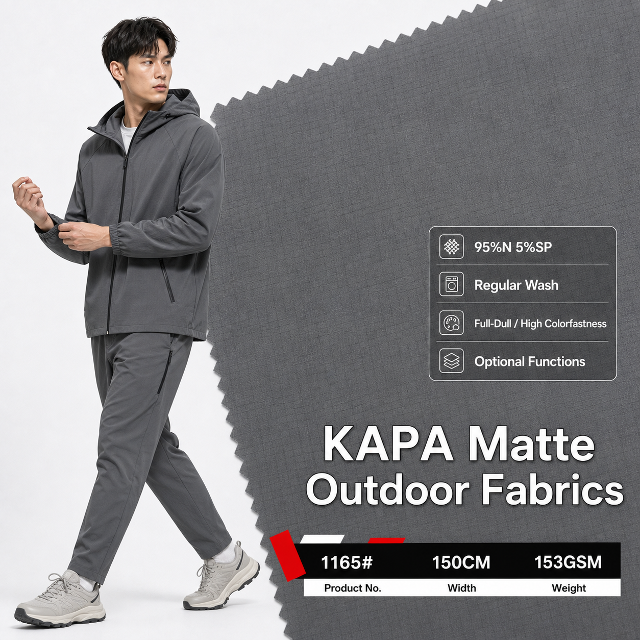 1165# 4-Way Stretch Warp-Knitted Laminated Fabric | 360GSM | Factory-Direct | Haida