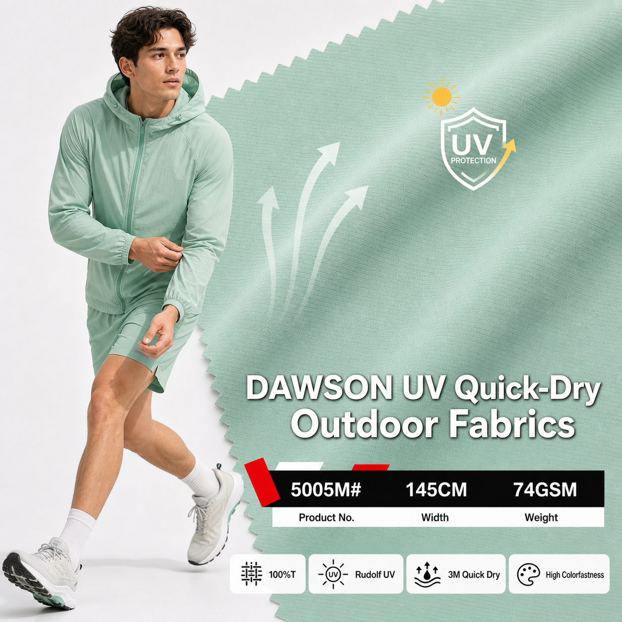 5005M# UV-Protection Moisture-Wicking Fabric | 74GSM | Breathable Quick-Dry | Factory-Direct | Haida