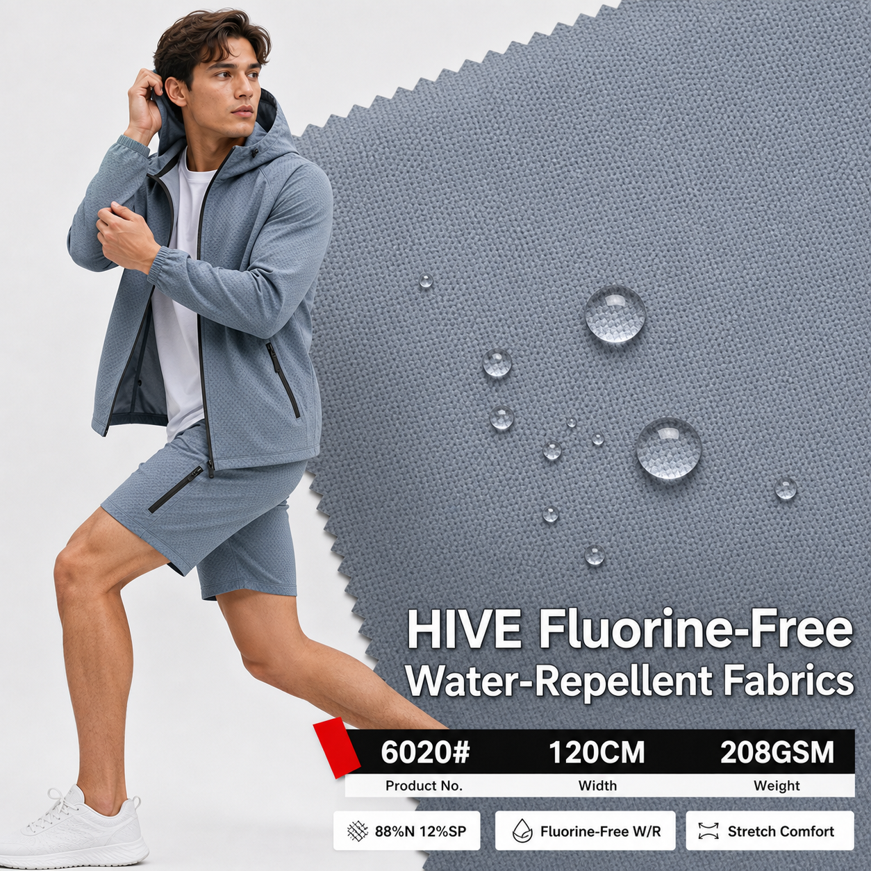 6020# 4-Way Stretch Nylon Spandex Fabric | Waterproof | Sculpting Performance | Factory-Direct | Haida
